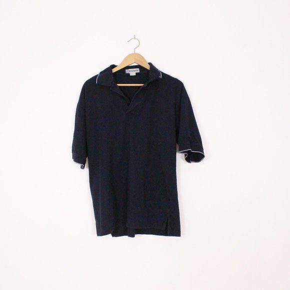 *Extreme Black Polo with White Stripes - Picture 1 of 5